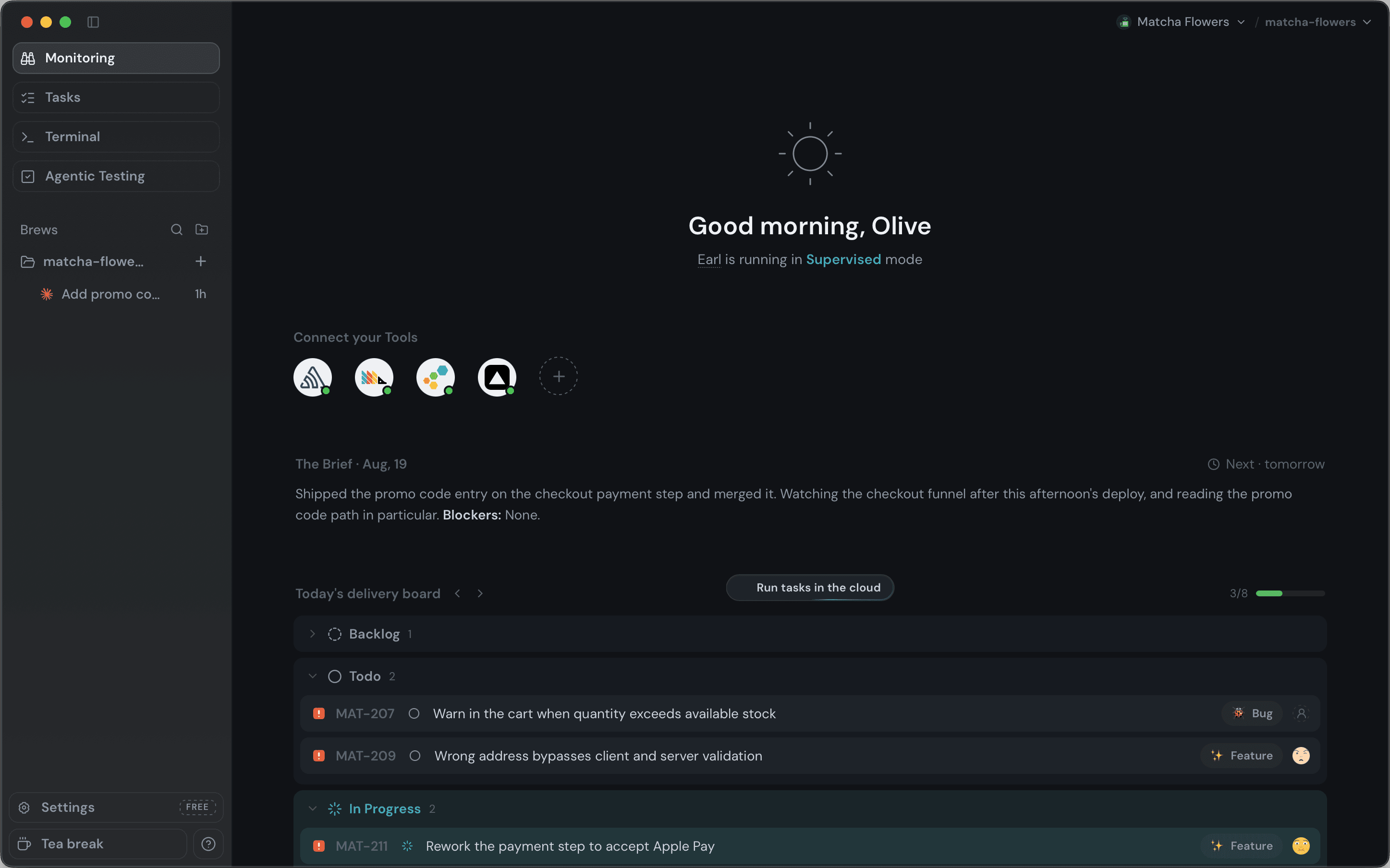 Morning brief and delivery board